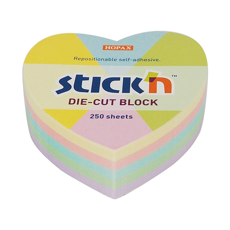 Noteskub 64x67 250 Blad Hjerte Assorterat Pastel