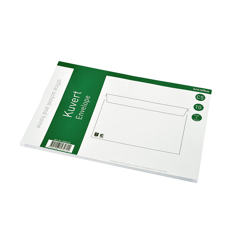 Kuverter C5 Peel&Seal 10st Hvid