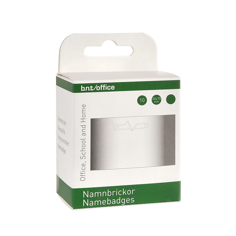 Navneskilt Nål 30x70mm 10 Pack