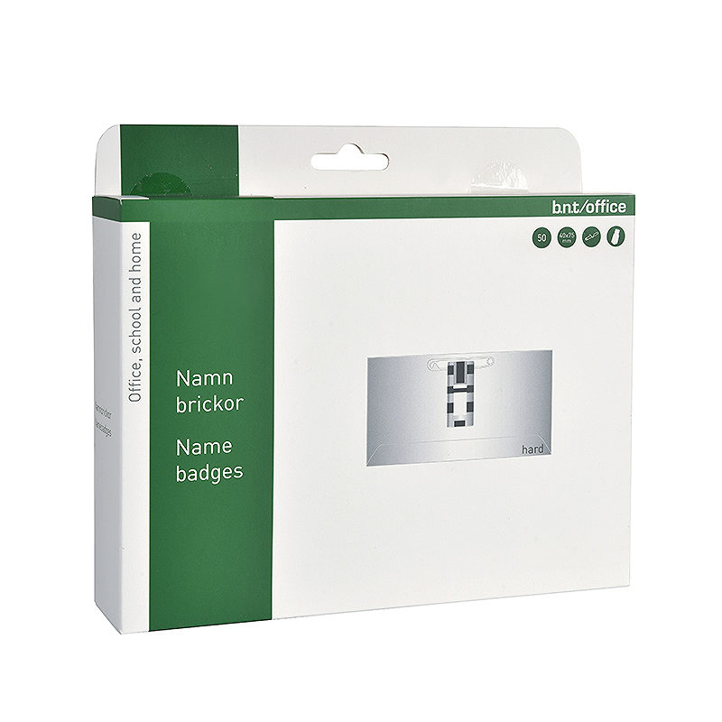 Navneskilt Med Clip & Nål 75x40mm 50 Pack