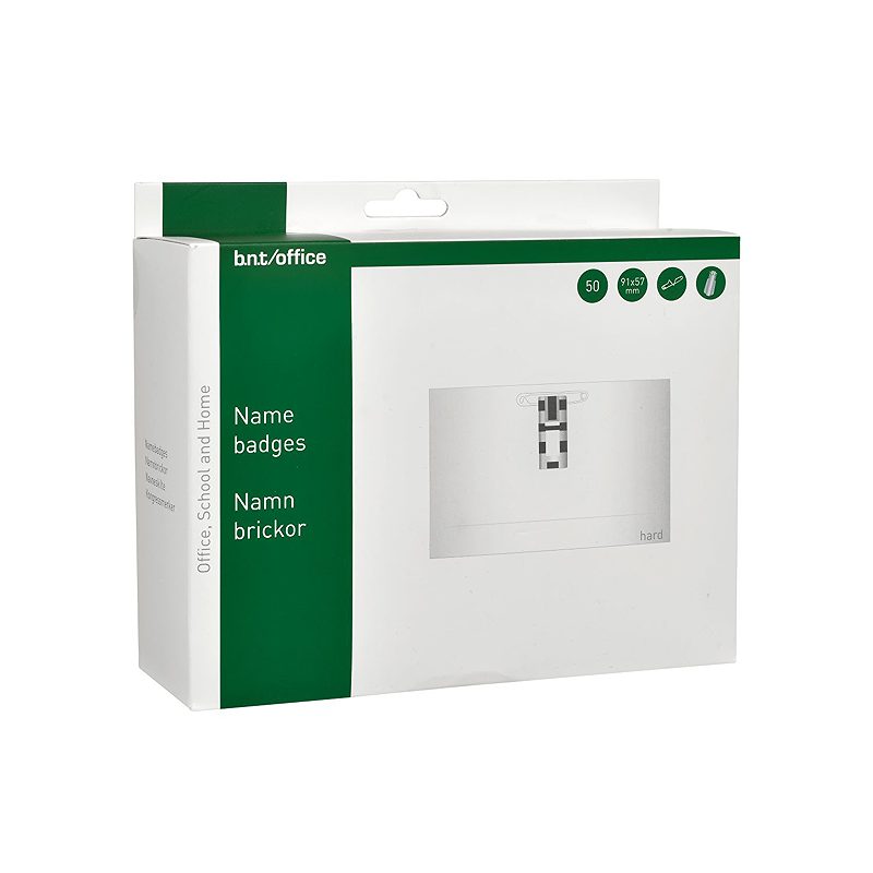 Navneskilt Med Clip & Nål 91x57mm 50 Pack