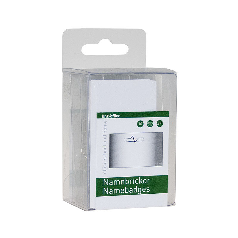 Navneskilt Nål 75x40mm 10 Pakke