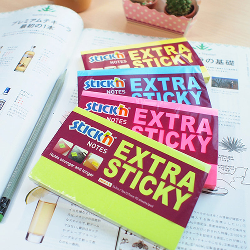 Notes Ekstra Sticky 76x127mm 90 Ark 6-pak Neon Assorterede 4 Farver - Billede 2