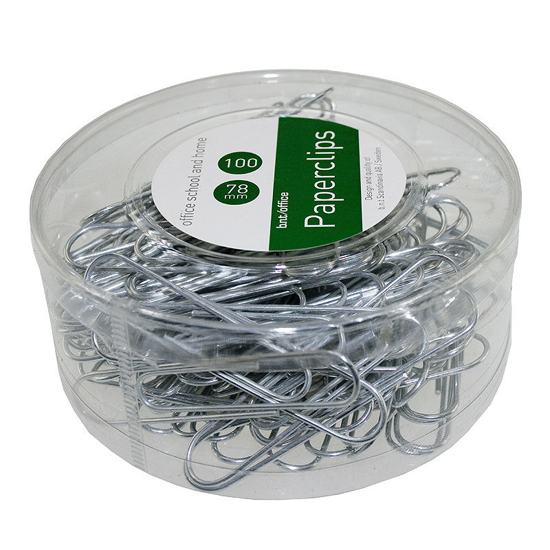 Papirclips 78mm 100 Pakke Sølv