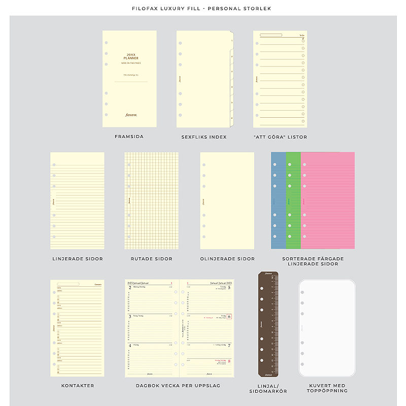 Filofax Systemkalender Lockwood Personal Zip Concrete
