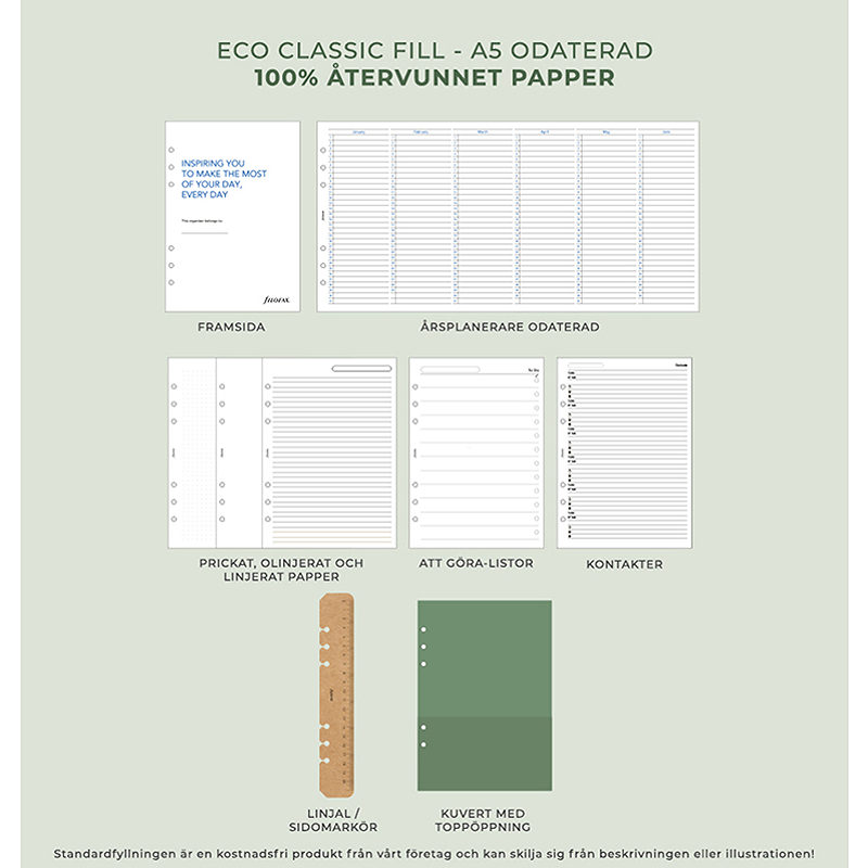 Filofax Eco Essential A5 Systemkalender Askegrå