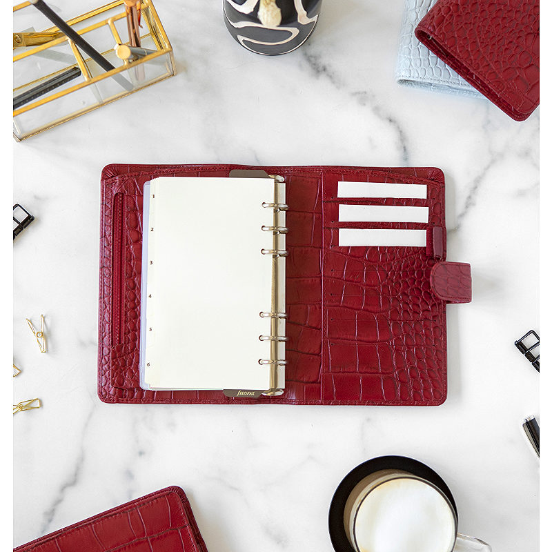 Filofax Systemkalender Classic Croc Personal Cherry