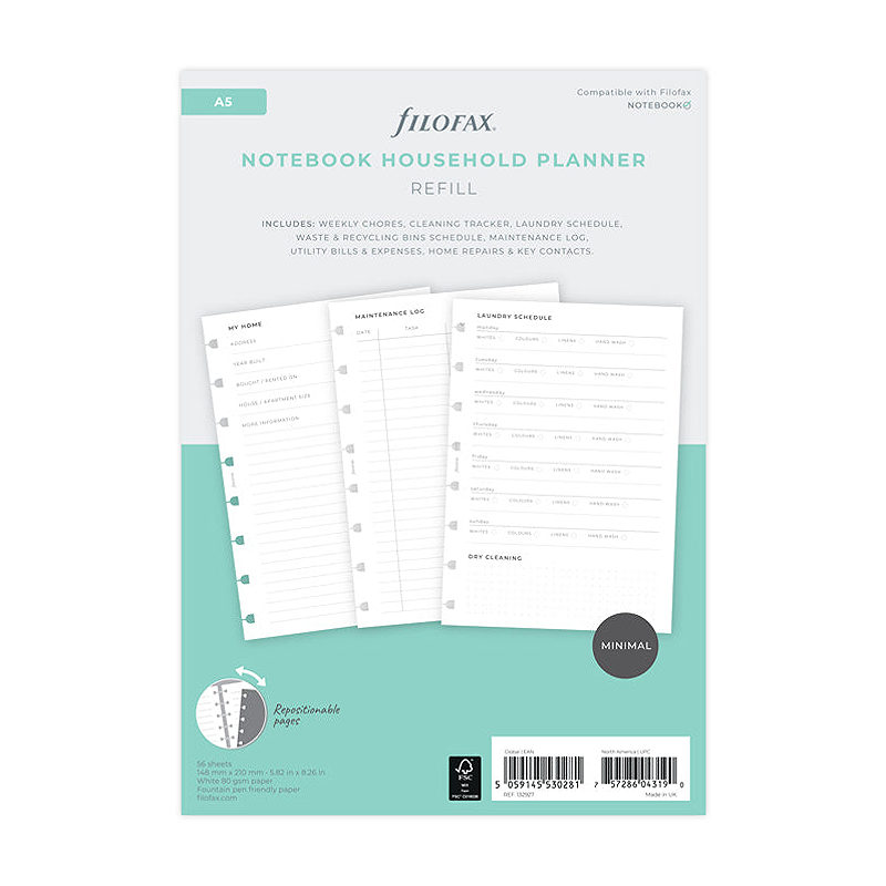 Filofax Husholdningsplanlægger Notebook Refill A5