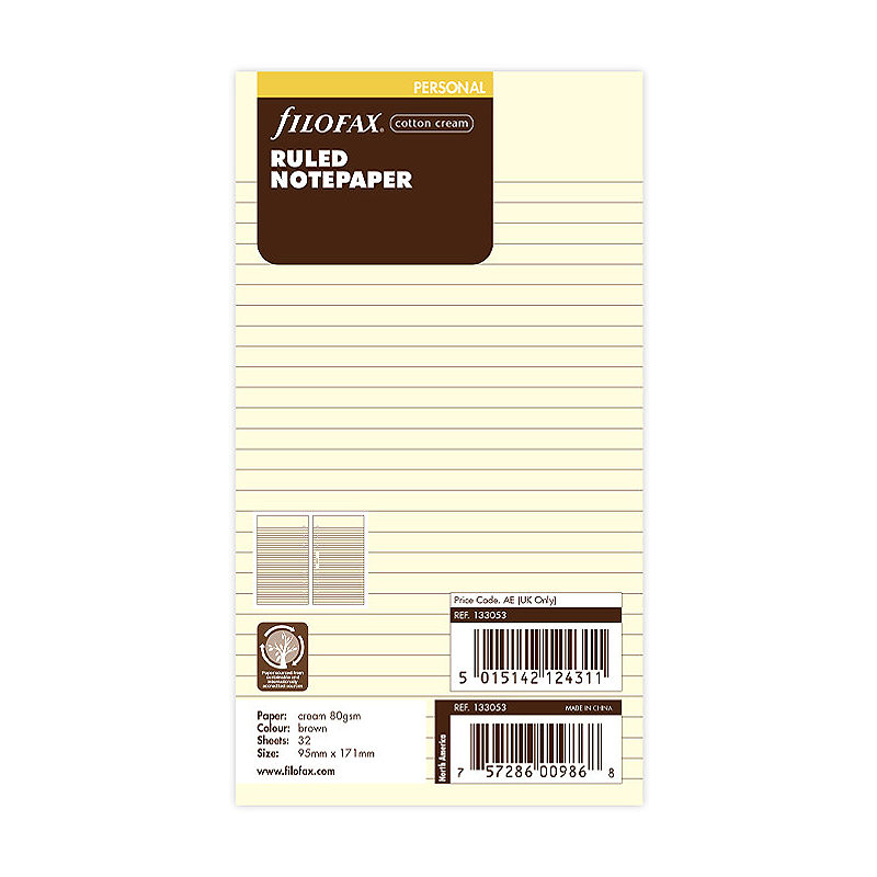 Personal Noteark Linjeret Créme