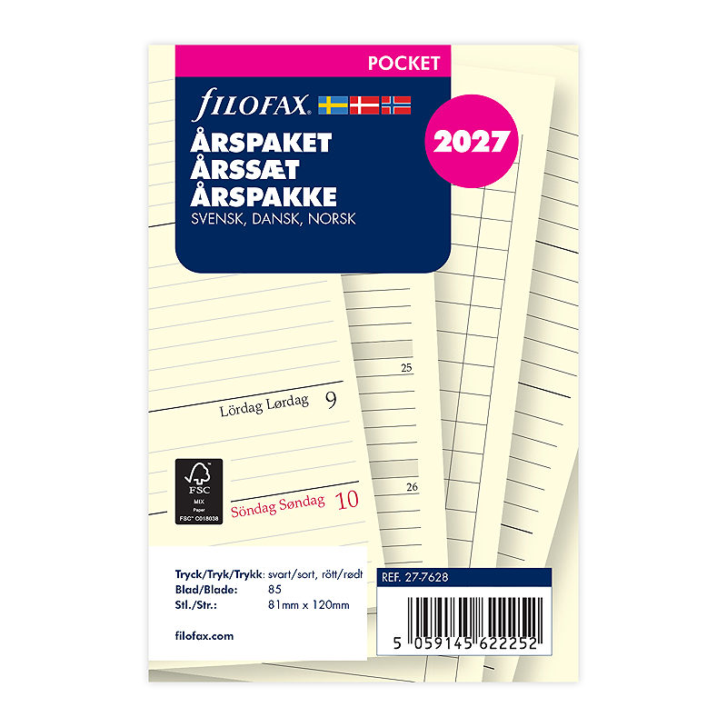 Årspakke Pocket 2027 Uge Per Opslag Svensk/Dansk/Norsk