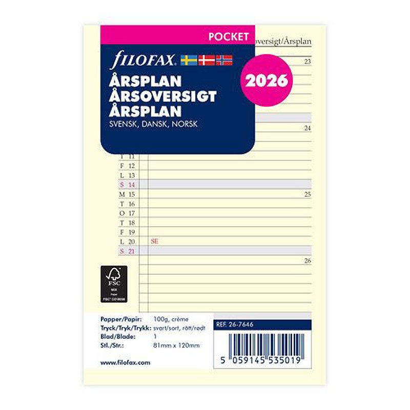 Årsplan Pocket 2026 Svensk/Dansk/Norsk