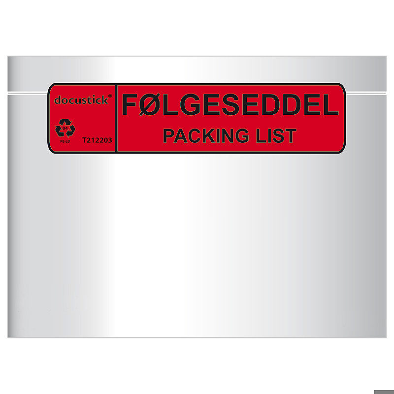 Grippie Følgeseddellomme Premium C5 Med Tryk 1000st DK/EN