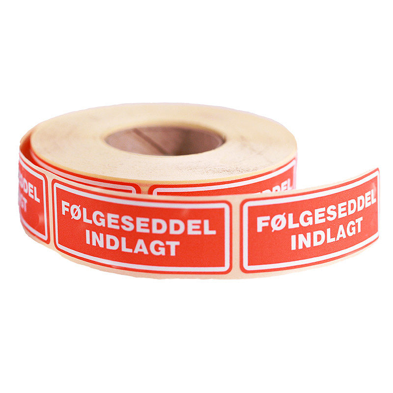 Advarselsetiketter Følgeseddel Indlagt