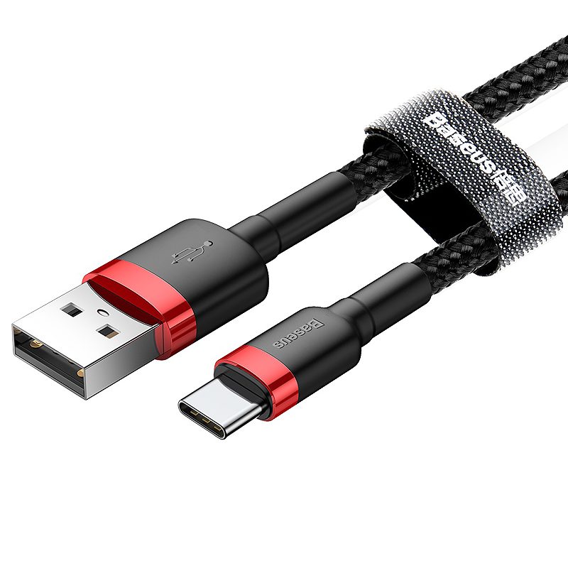 Baseus cable Cafule USB - USB-C 0,5 m 3A red-black - Billede 3