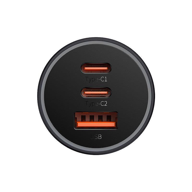 Baseus car charger Golden Contactor Pro Triple Fast 1x USB 2x USB-C 65W dark gray - Billede 3