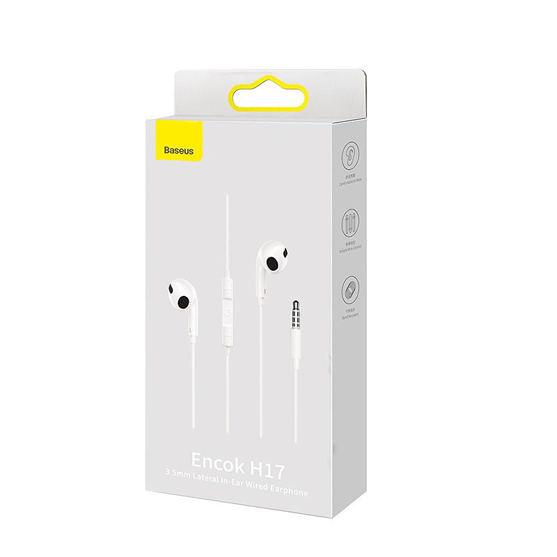 Baseus wired earphones Encok H17white - Billede 3