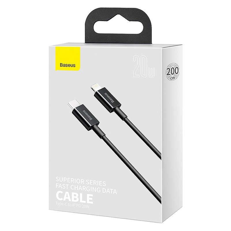 Baseus cabel Superior PD USB-C - Lightning 2,0m black 20W - Billede 3