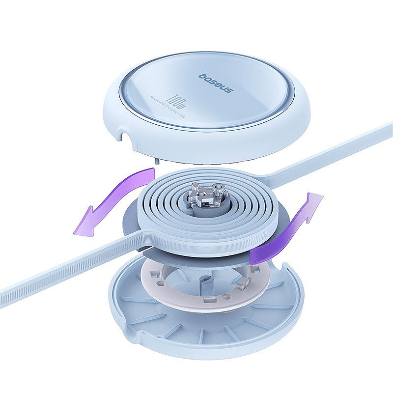 Baseus Free2Draw Mini Retractable Charging Cable Type-C to Type-C 100W 1m Galaxy Blue - Billede 4