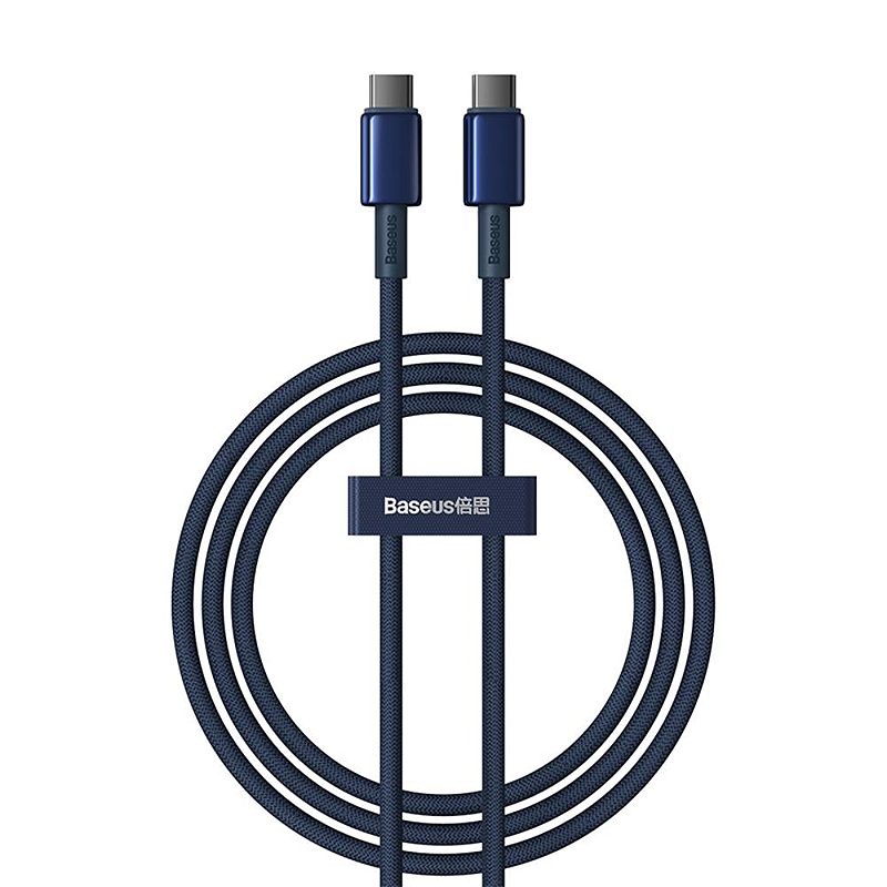 Baseus Tungsten Gold Fast Charging Data Cable Type-C to Type-C 100W 2m Deepsea Blue - Billede 4