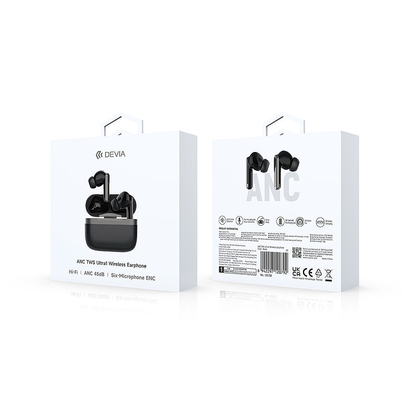 Devia Bluetooth earphones TWS Ultra1 black with ANC - Billede 5