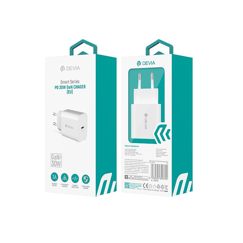 Devia wall charger Smart PD GaN 30W 1x USB-C white - Billede 4
