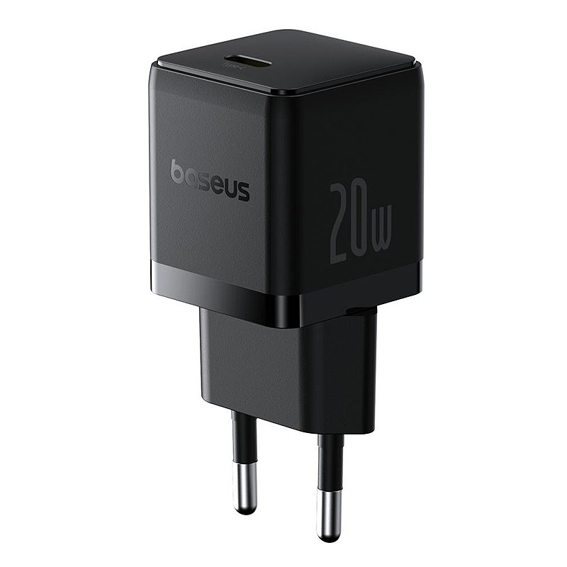 Baseus Palm Fast Charger Wall Charger 20W 1×USB-C Wall Charger + Cable Cluster Black