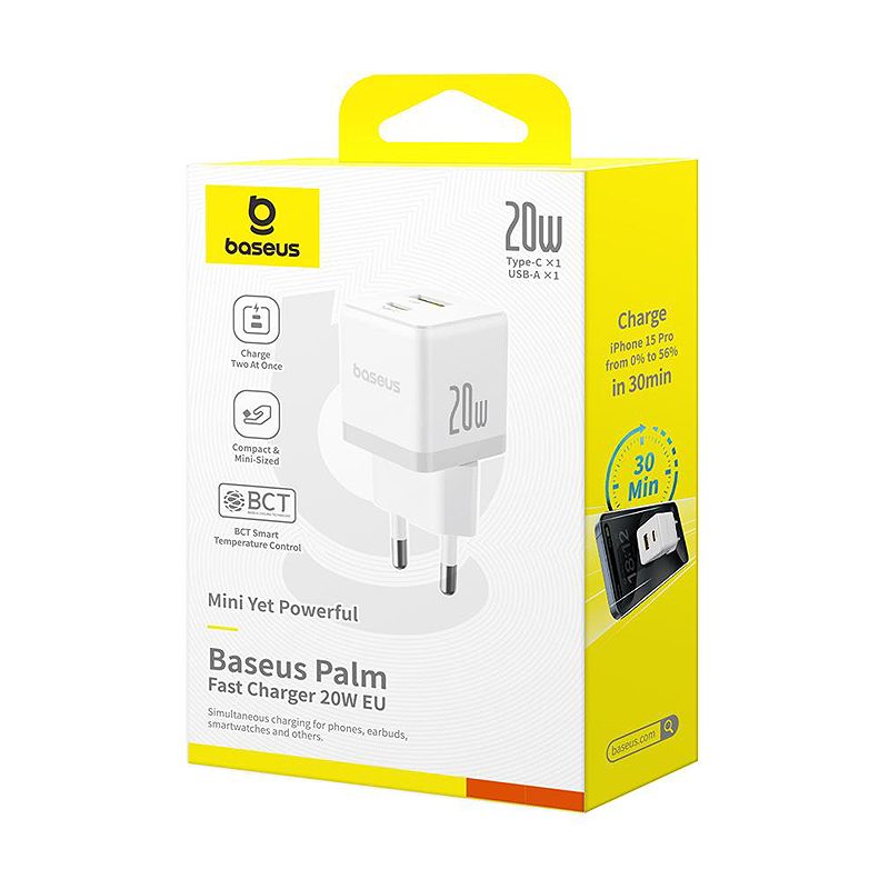 Baseus Palm fast charger 1C 20W USB-C USB Moon White - Billede 4