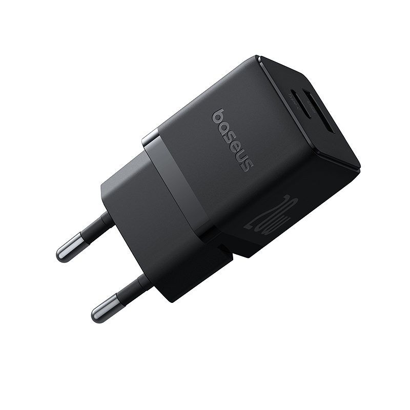 Baseus Palm Fast Charger Wall Charger 20W USB-C USB-A EU Cluster Black