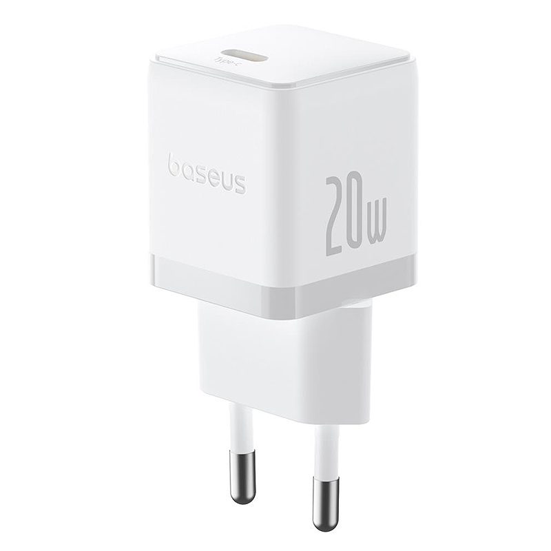 Baseus Palm Fast Charger Wall Charger 20W 1×USB-C Wall Charger + Cable Moon White