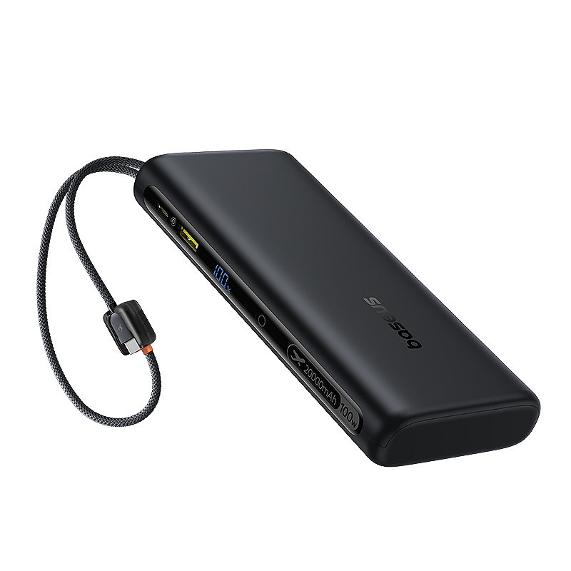 Baseus digital display power bank with dual built-in usb-c cables 20000mAh 100W Cosmic Black - Billede 2