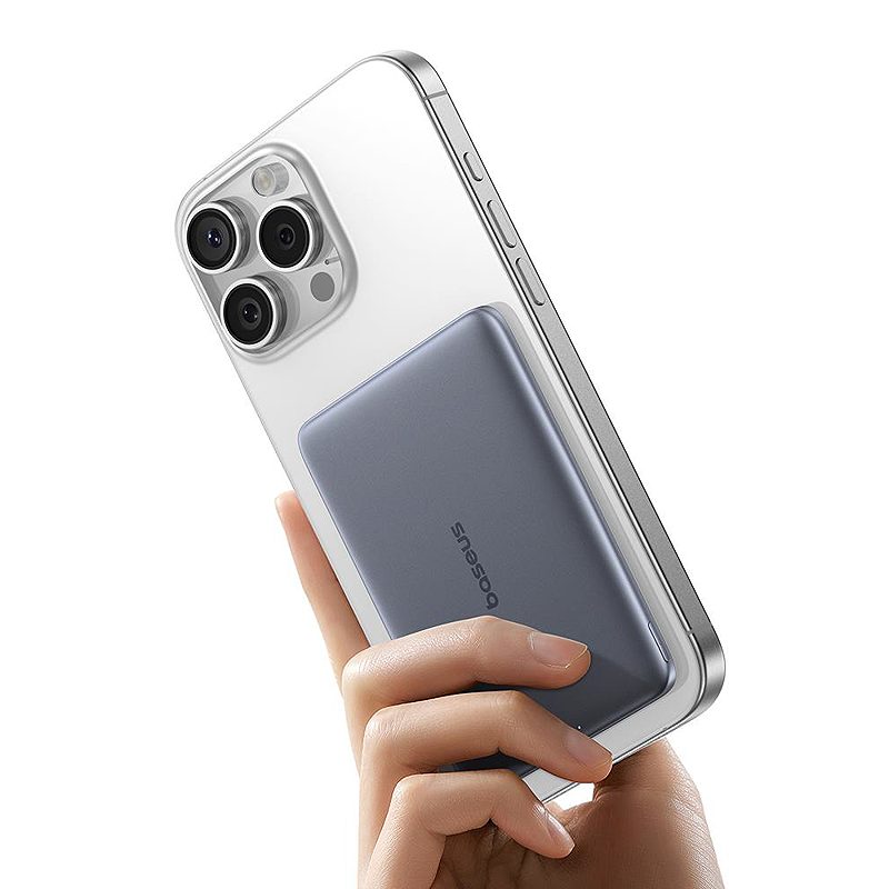 Baseus magnetic powerbank PicoGo AM41 5000mAh 20W ultra slim, with 60w usb-c cable grey - Billede 3