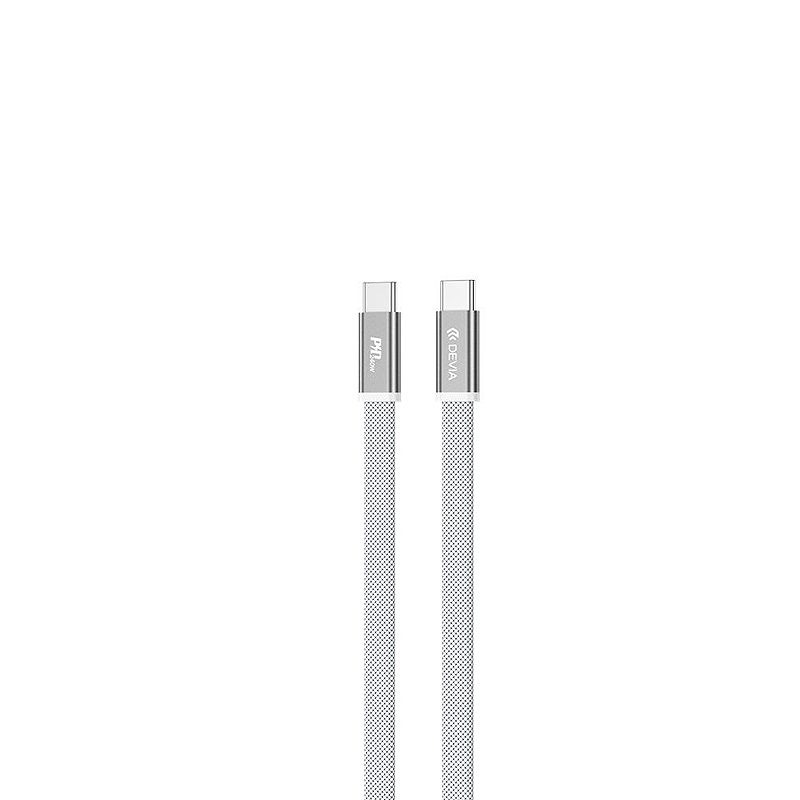 Devia Ultra3 usb-c PD 240W Metal Woven Flat Fast Charging Cable 1,5 m white