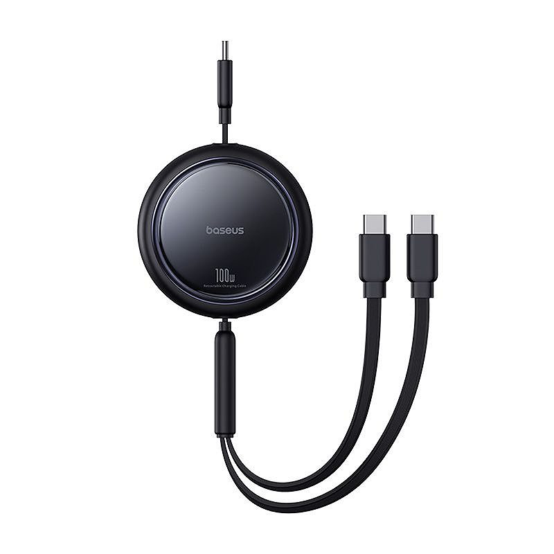 Baseus cable Bright Mirror 2in1 USB-C - USB-C + USB-C 1m 100W black retractable