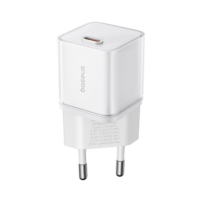 Baseus wall charger GaN5 Mini PD 30W 1x USB-C moon white