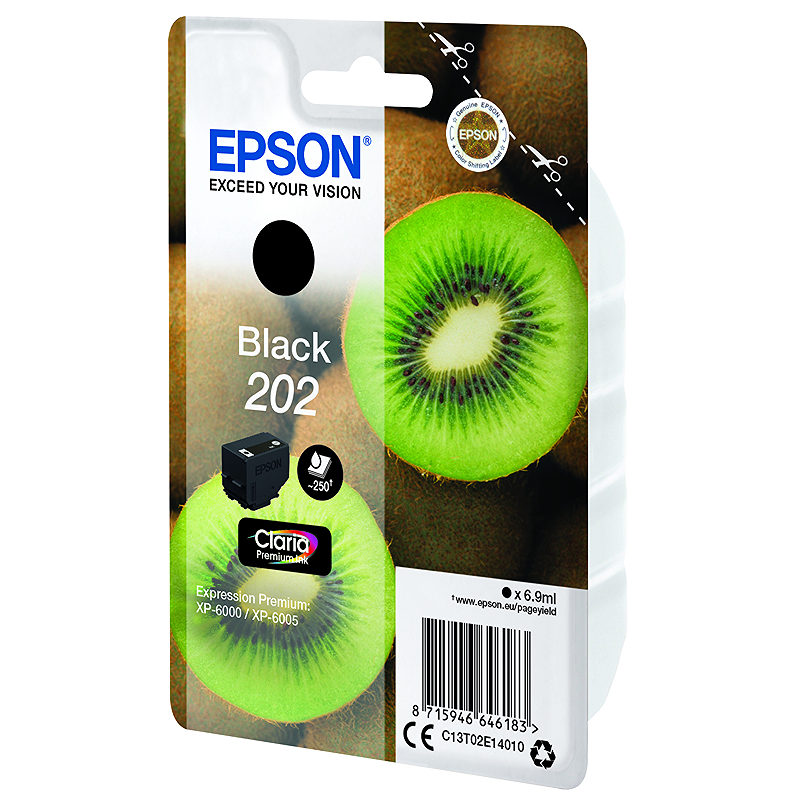 Epson Kiwi 202 blækpatron 1 stk Original Standard udbytte Sort