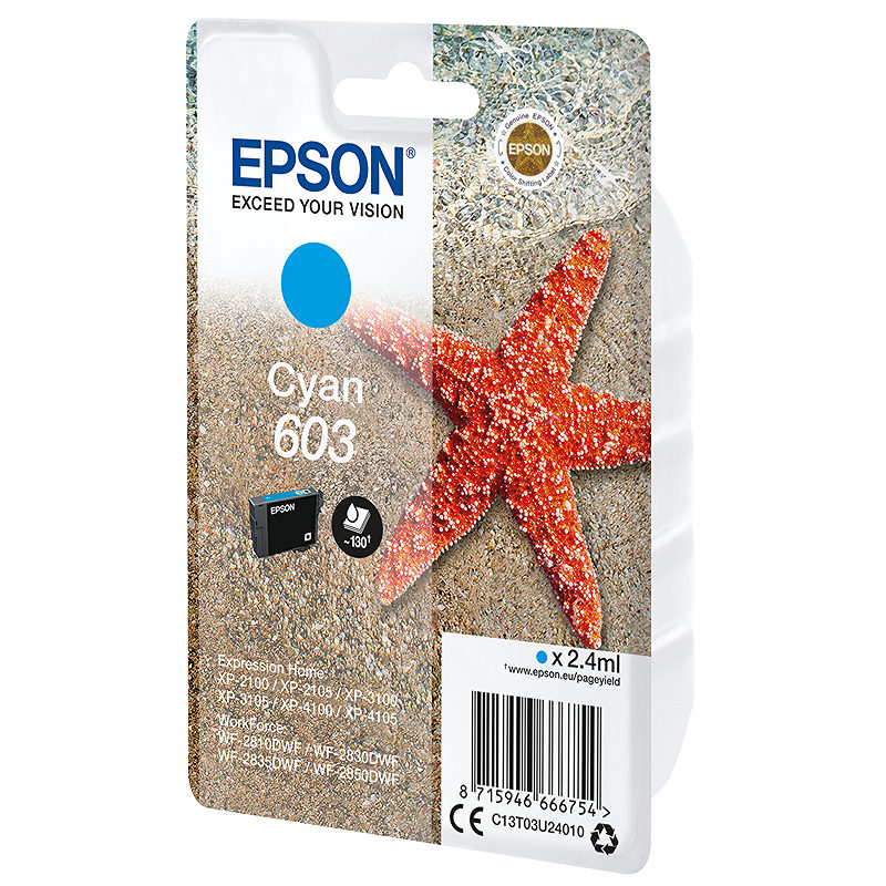 Epson C13T03U24010 blækpatron 1 stk Original Standard udbytte Blå