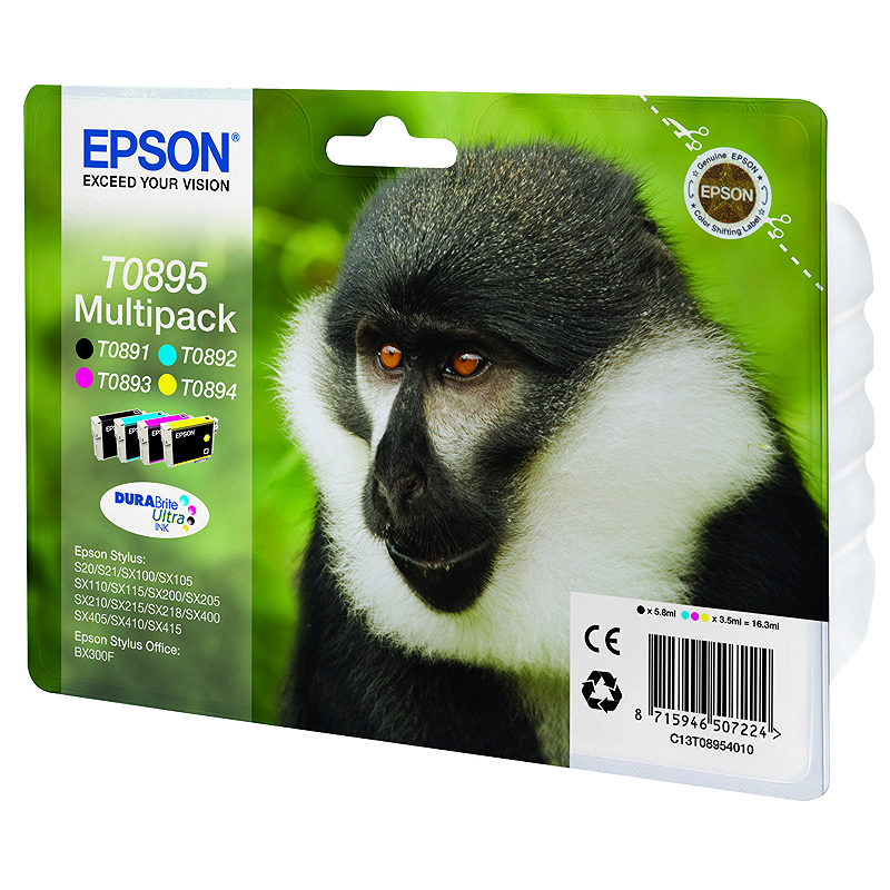 Epson Monkey T0895 abe DURABrite Ultra multipakke 4-farve blæk