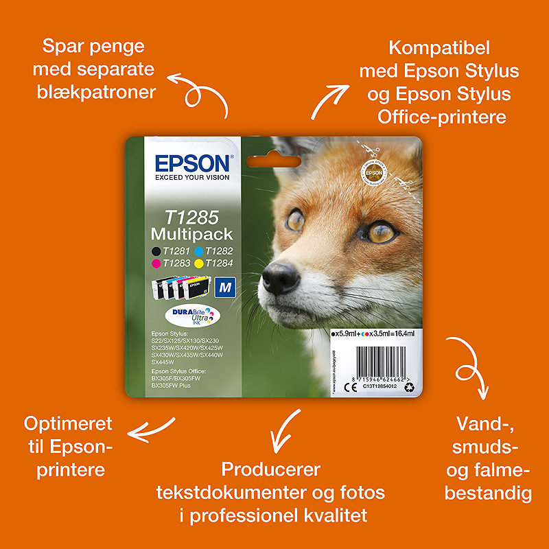 Epson Fox T1281 ræv DURABrite Ultra enkeltpakke sort blæk - Billede 2