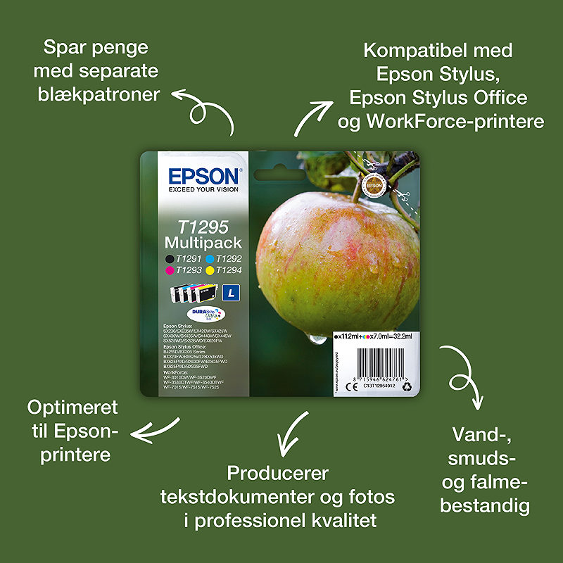 Epson Apple T1295 æble DURABrite Ultra multipakke 4-farve blæk - Billede 2