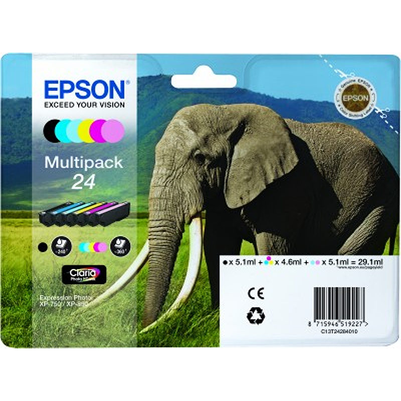 Epson Elephant Multipakke, 6 farver 24 Claria Photo HD Ink - Billede 2