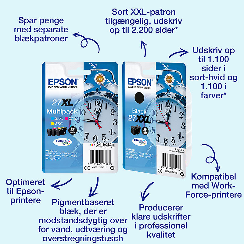 Epson Alarm clock Singlepack Black 27XL DURABrite Ultra Ink
