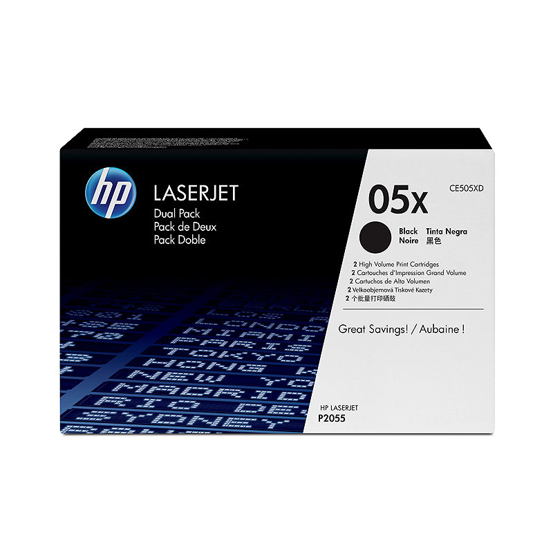 HP Originale 05X LaserJet-tonerpatroner med høj kapacitet, sort, 2-pak
