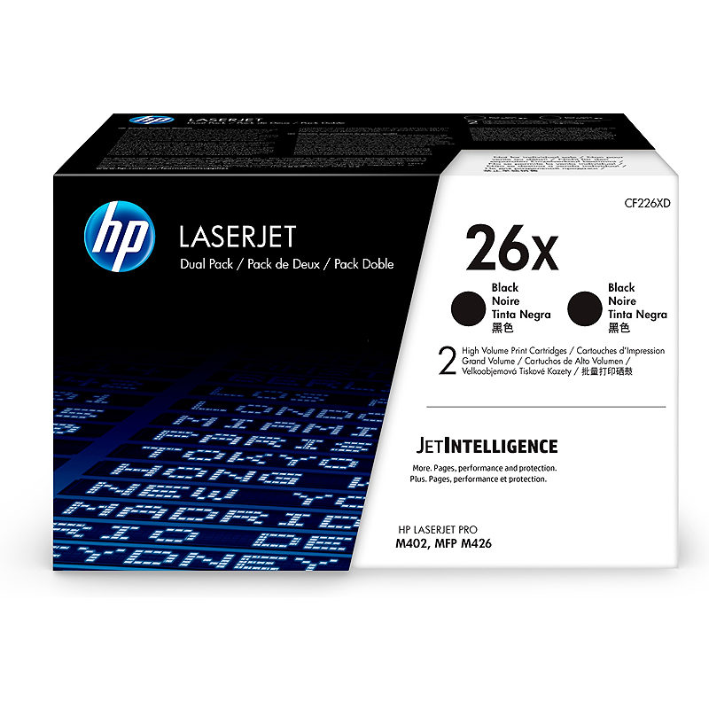 HP Originale 26X LaserJet-tonerpatroner med høj kapacitet, sort, pakke med 2 stk.