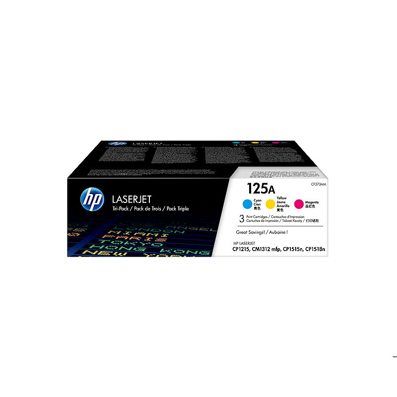 HP 125A Pakke med 3 stk., cyan/magenta/gul, originale blækpatroner