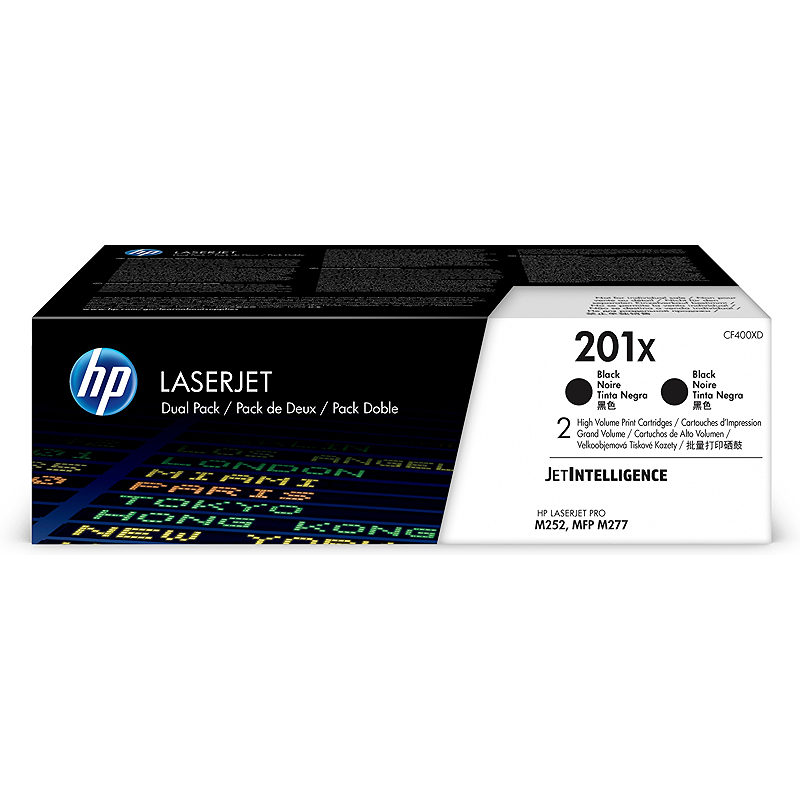 HP Originale 201X LaserJet-tonerpatroner med høj kapacitet, sort, pakke med 2 stk.