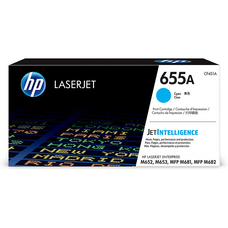HP Original 655A LaserJet-tonerpatron, cyan