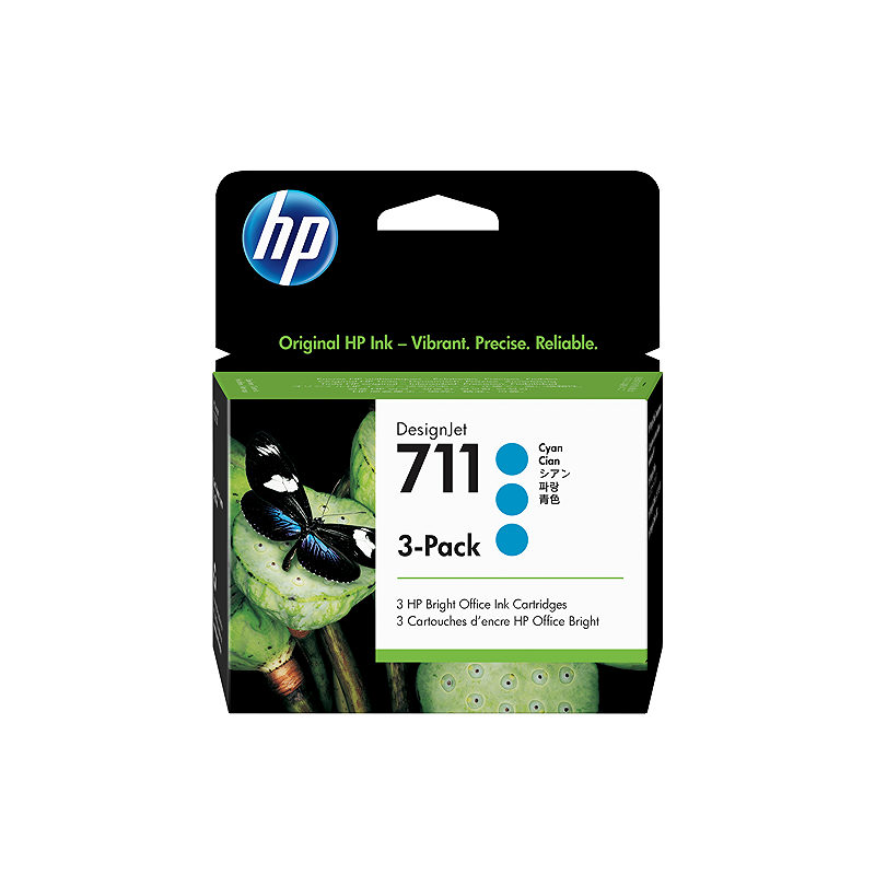 HP 711 DesignJet-blækpatroner med 29 ml, 3 stk., cyan