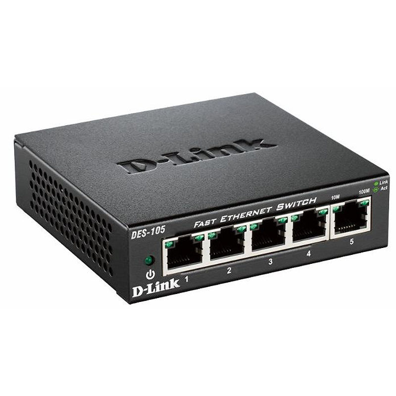 D-Link DES-105 Ikke administreret L2 Sort