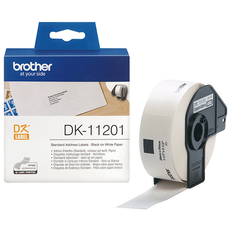 Brother DK-11201 etiketbånd Sort på hvid