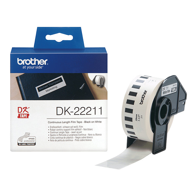 Brother DK-22211 etiketbånd Sort på hvid